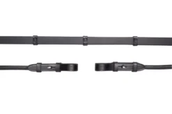 Schockemohle Round Stitched Leather Reins With Hooks -Finest Equestrian Supplies 1103 00024 black silber 1 jpg