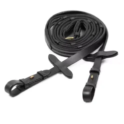 Schockemohle Rubber Tied Grip Reins With Hook -Finest Equestrian Supplies 1103 00025 gripreins blackgold 2 jpg