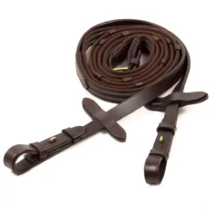 Schockemohle Rubber Tied Grip Reins With Hook -Finest Equestrian Supplies 1103 00025 gripreins darkbrowngold 2 jpg