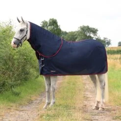 HY DefenceX System WicX Cooler Rug With Detachable Neck Cover - Navy Red -Finest Equestrian Supplies 31685 defencex system wicx cooler rug with detachable neck cover 01 1 1