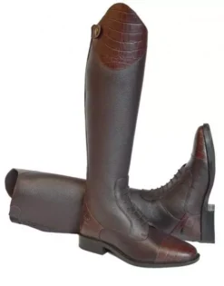 Rhinegold De-Luxe Leather Riding Boots With Mock Croc Trim 29 Rhinegold De-Luxe Leather Riding Boots With Mock Croc Trim -Finest Equestrian Supplies 827 brown web 1 9 jpg