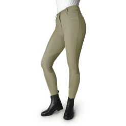 John Whitaker Clayton Grip Knee Ladies Breeches -Finest Equestrian Supplies b155 clayton khaki 1000x1000 5