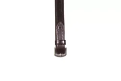 Henry James V-Grip Hybrid Rubber Reins With Leather Stoppers -Finest Equestrian Supplies buckle end brown 1 1 jpg