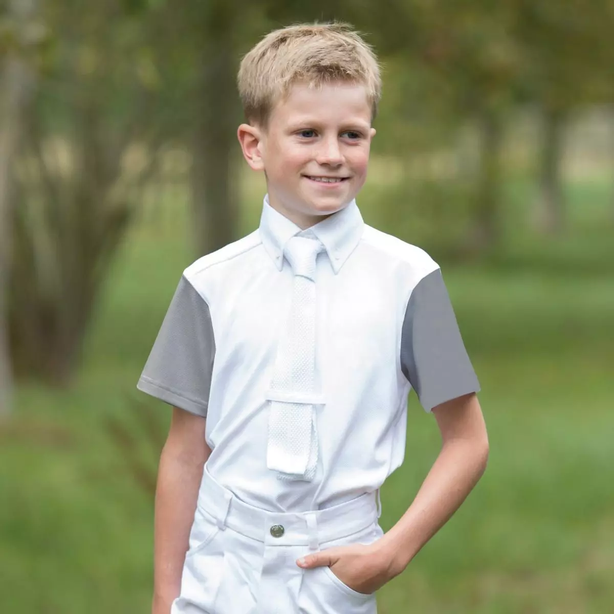 Equetech Boys Waffle Competition Shirt White 6 Equetech Boys Waffle Competition Shirt White - Image 4