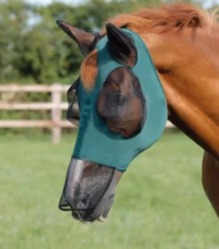 Premier Equine Comfort Tech Lycra Fly Mask Xtra -Finest Equestrian Supplies comfort tech xtra lycra fly mask green 1 2 jpg