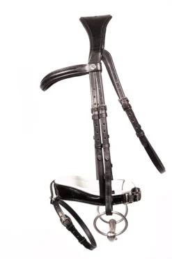 Henry James Patent Dressage Bridle With White Padding - Black 26 Henry James Patent Dressage Bridle With White Padding - Black -Finest Equestrian Supplies dressagepatentwhiteblackplainbbside 3168x 1 2 jpg
