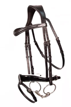 Henry James Patent Dressage Bridle With White Padding - Black 22 Henry James Patent Dressage Bridle With White Padding - Black -Finest Equestrian Supplies dressagepatentwhitepaddingplainbbangled 3168x 1 1 jpg
