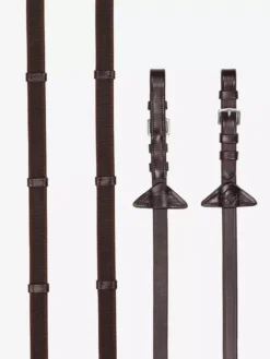 LeMieux Rubber Grip Continental Reins -Finest Equestrian Supplies eventa rubber reins havana silver 1 2 jpg