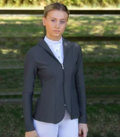 Premier Equine Finio Ladies Competition Show Jacket -Finest Equestrian Supplies finio competition jacket grey 1 2 jpg