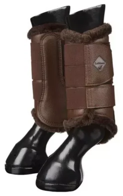 LeMieux Fleece Lined Brushing Boots Pair -Finest Equestrian Supplies fleece lined brushing boots brown 1 2 jpg