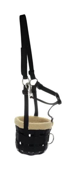 HY Muzzle With Fleece -Finest Equestrian Supplies hy muzzle with fleece black a 4 jpg