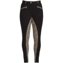 HyPerformance Alyssa Ladies Jodhpurs -Finest Equestrian Supplies hyperformance alyssa ladies jodhpurs black leopard print 2 jpg