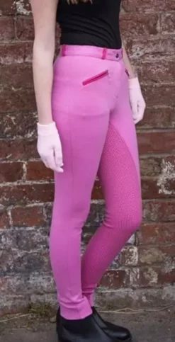 HyPERFORMANCE Raised Polka Dot Ladies Jodhpurs -Finest Equestrian Supplies hyperformance raised polka dot jodhpurs pink 1 1 2 jpg