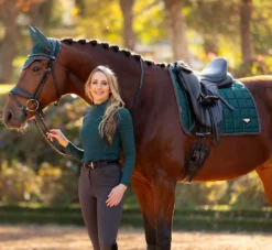 LeMieux Loire Classic Dressage Square -Finest Equestrian Supplies it03276 lifestyle loireclassicdressagesquare spruce 9 3 jpg