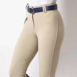 Equetech Ladies Foxhunter Hybrid Breeches -Finest Equestrian Supplies lfb beige front closeup 2 jpg