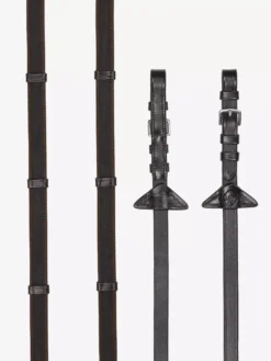 LeMieux Rubber Grip Continental Reins -Finest Equestrian Supplies lm 2023 reins continental brownsilver hr 3 copy 2 1 2 jpg