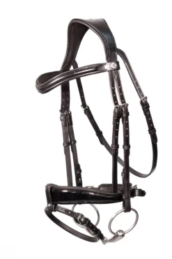 Henry James Patent Dressage Bridle - Black -Finest Equestrian Supplies patentdressageblackplainbbangled.psd 3168x 2 1 2 jpg