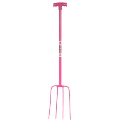 Red Gorilla 4 Prong Manure Fork T Handle -Finest Equestrian Supplies pink 3 jpg