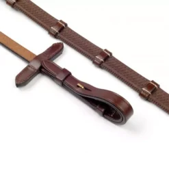 John Whitaker Looped Reins RER052 -Finest Equestrian Supplies rer052 brown 1 jpg