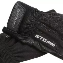 Equetech Storm Waterproof Riding Gloves - Black -Finest Equestrian Supplies swg close 1 jpg