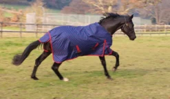 Rhinegold Torrent Lightweight Turnout Rug -Finest Equestrian Supplies torrent navy red spot big 4 jpg