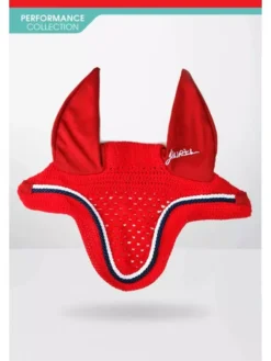 John Whitaker Fly Veil With Metallic Piping -Finest Equestrian Supplies whitaker fly viel with metallic piping red jpg