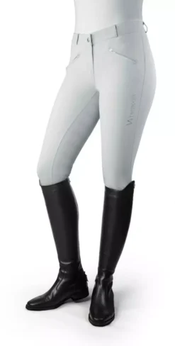 John Whitaker Miami Kids Breeches Full Silicone Seat -Finest Equestrian Supplies whitaker miami kids white 4 jpg